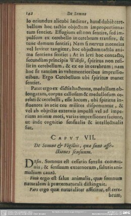 Caput VII. De Somno & Vigiliis, que sunt affectiones sensuum