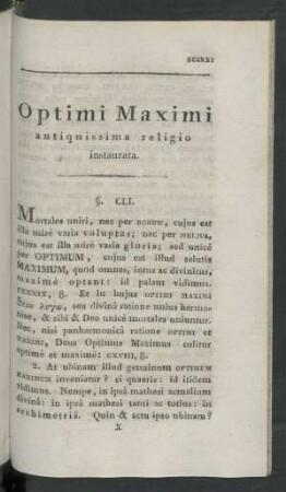 Optimi Maximi antiquissima religio instaurata