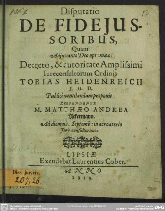 Disputatio de fideiussoribus