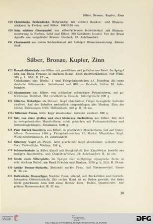 Silber, Bronze, Kupfer, Zinn (Nr. 422-454)