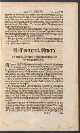 Auff den xxvii. Artickel.