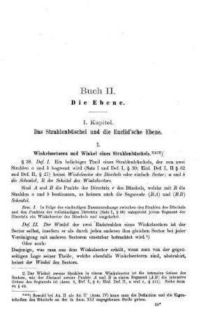I. Kapitel. Das Strahlenbüschel und die Euclid'sche Ebene.