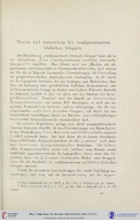 Theorie und Anwendung der verallgemeinerten Abelschen Gruppen