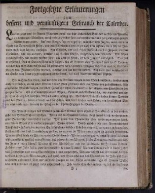 Fortgesetzte Erläuterungen zum bessern und vernünftigeren Gebrauch der Calender.