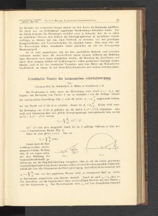 Vereinfachte Theorie der harmonischen Schwingbewegung.