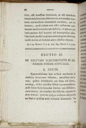 Sectio II. De Salutari Electricitatis in Sanandis Morbis Efficacia.