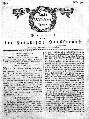 No. 77., 25sten September 1810