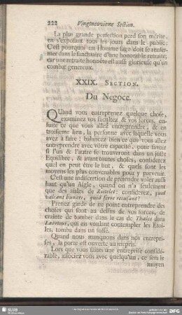 XXIX. Section. Du Negoce