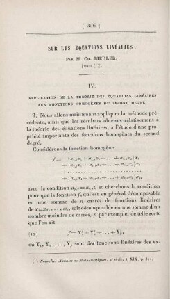 Sur les équations linéaires.