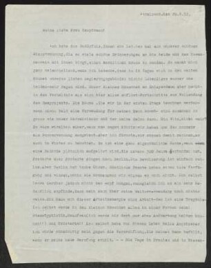Brief von Hildegard Haussmann an Margarete Hauptmann