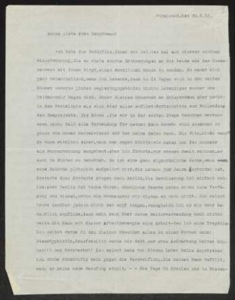 Brief von Hildegard Haussmann an Margarete Hauptmann