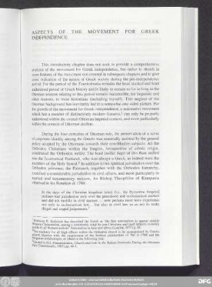 Aspects Of The Movement For Greek Independence