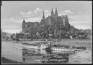 Meißen. Albrechtsburg u. Dom - Elbe m. Dampfer Meißen