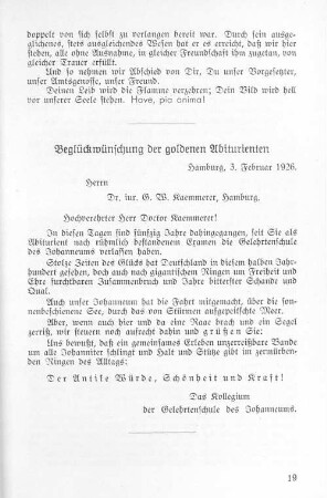 Beglückwünschung der goldenen Abiturienten