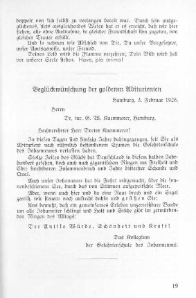 Beglückwünschung der goldenen Abiturienten