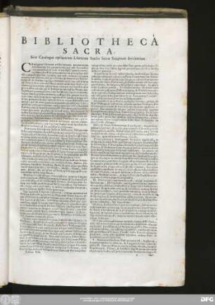 Bibliotheca Sacra, Sive Catalogus optimorum Librorum Studio Sacrae Scripturae servientium.