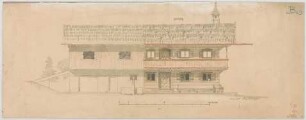 Thiersch, August ; München; Landwirtschaftsausstellung, Oberbayerisches Wohnhaus - Ansicht