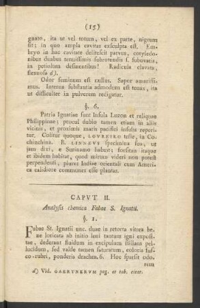 Caput II. Analysis chemica Fabae S. Ignatii
