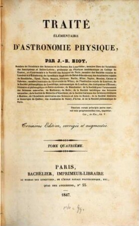 Traité élémentaire d'astronomie physique. 4