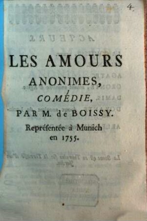 Les amours anonimes : comédie