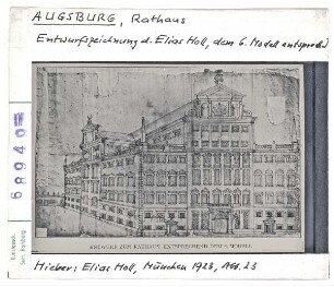 Augsburg: Rathaus, Entwurfszeichnung von Elias Holl, 6. Modell