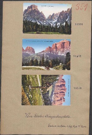 Kolorierte Ansichtskarten: Dolomiten: Pordoistraße mit Sella (3152 m) und Langkofel (3178 m)