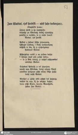 Jan Wałtar, rjek ßerbski - nětk sahe dokonjany