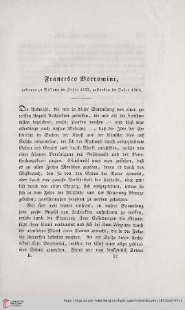 Francesco Borromini, geboren zu Bissano im Jahre 1599, gestorben im Jahre 1667