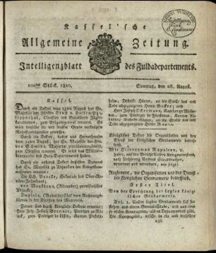 102tes Stueck, Sonntag, den 26. August 1810