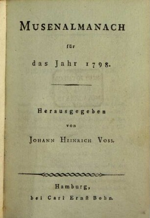Musen-Almanach. 1798