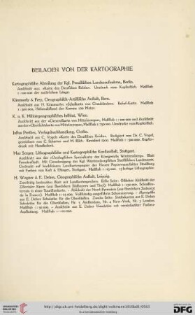 Beilagen von der Kartographie