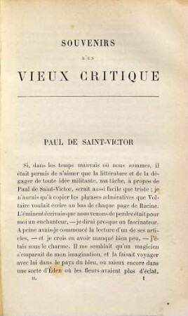 Souvenirs d'un vieux critique, 2