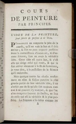 L'Idée De La Peinture, pour servir de preface à ce livre.