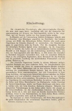 Grundzüge der chemischen Physiologie