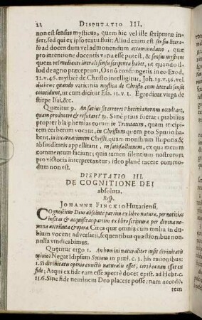Disputatio III. De Cognitione Dei absoluta