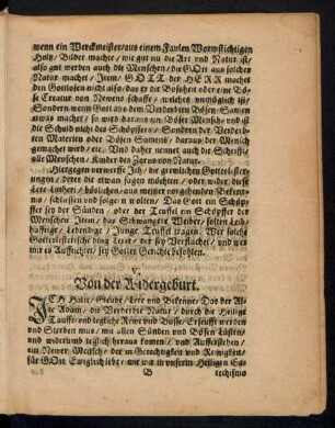 V. Von der Widergeburt.