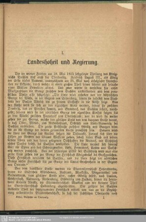 I. Landeshoheit und Regierung