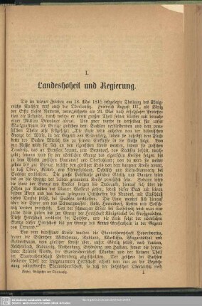I. Landeshoheit und Regierung