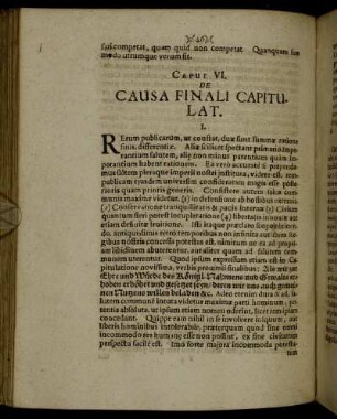 Caput VI. De Causa Finali Capitulat.