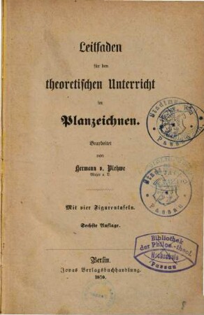 Leitfaden für den theoretischen Unterricht im Planzeichnen