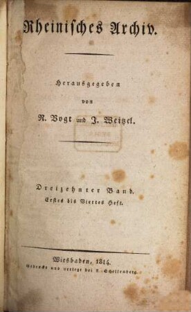 Rheinisches Archiv für Geschichte und Litteratur. 13. 1814
