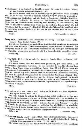 335, L. von Thòt, Il Diritto penale Ungherese, 1907