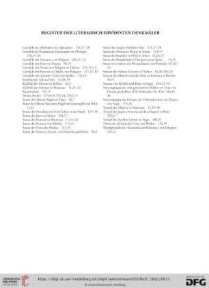 Register der literarisch erwähnten Denkmäler