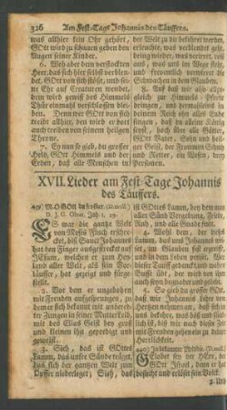 XVII. Lieder am Fest-Tage Johannis des Täuffers