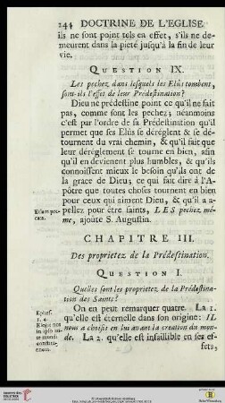 Chapitre III: Des proprietez de la Prédestination