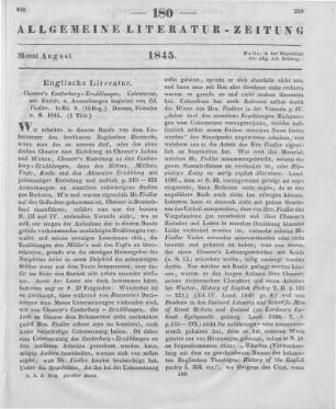 Chaucer, G.: Chaucers Canterbury-Erzählungen. Übers. mit Einleitungen u. Anmerkungen begleitet v. E. Fiedler. Dessau: Fritsche 1844