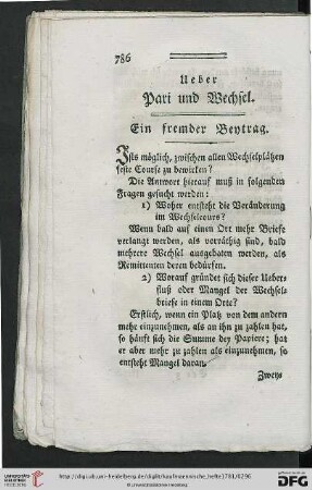 Ueber Pari und Wechsel