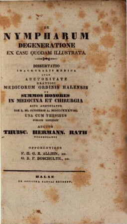 De nympharum degeneratione ex casu quodam illustrata : diss. inaug. med.
