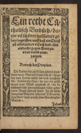 Ein recht Catholisch Betbuch ...