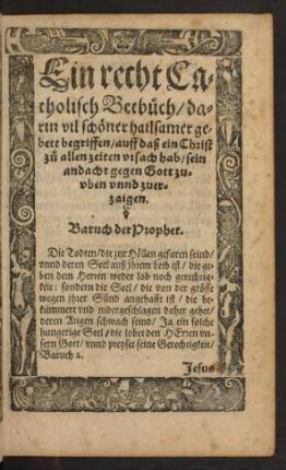 Ein recht Catholisch Betbuch ...